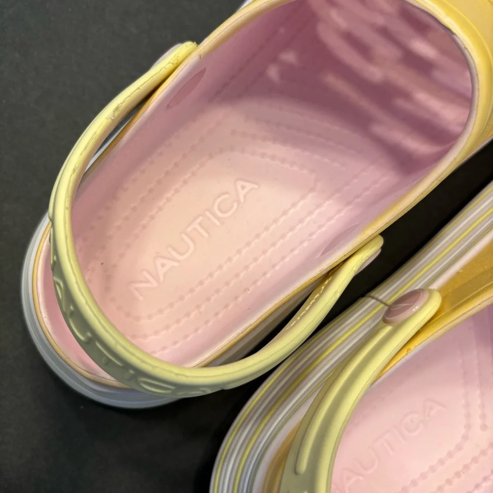 Nautica Kids Pastel Clogs with Daisy Accent Yellow Pink White Purple Girl Size 4